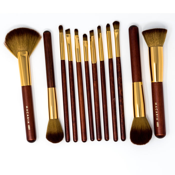 Macaria Makeup Brush Set WOOD/GOLD Set
